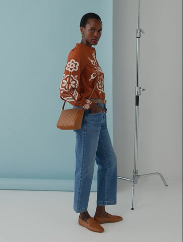 Embroidered Poplin Top