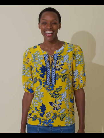 Tie Neck Top - Flowing Floral