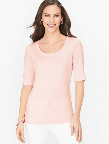 Scoop Neck Curved Hem Tee - Pima Solid