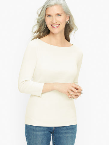 Pima Cotton Bateau Neck Tee