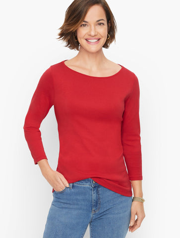 Bateau Neck Pima Cotton Tee- Solids