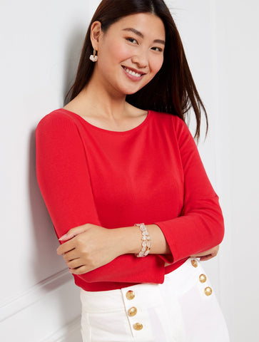 Bateau Neck Pima Cotton Tee- Solids