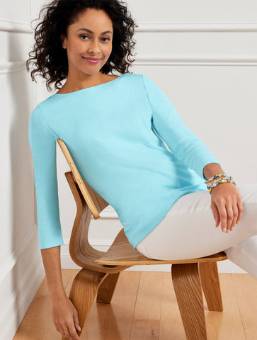 Bateau Neck Pima Cotton Tee- Solids