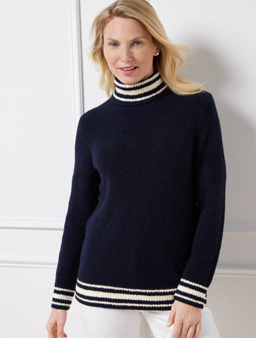 Tipped Stretch Terry Turtleneck