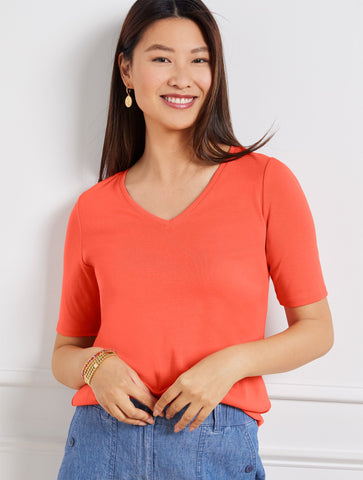 Pima Cotton V-Neck  Tee