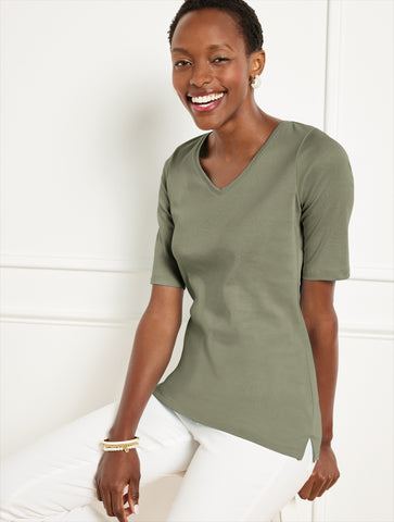 Pima Cotton V-Neck  Tee