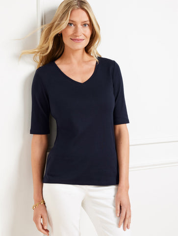 Pima Cotton V-Neck  Tee