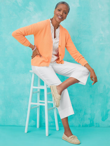 Jacquard Stripe Smocked Cuff Blouse