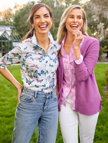 Cotton Button Front Shirt - Exquisite Butterfly