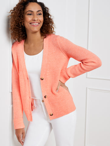 Shaker Stitch Cuffed Back Cardigan