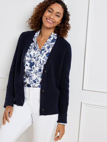 Shaker Stitch Cuffed Back Cardigan