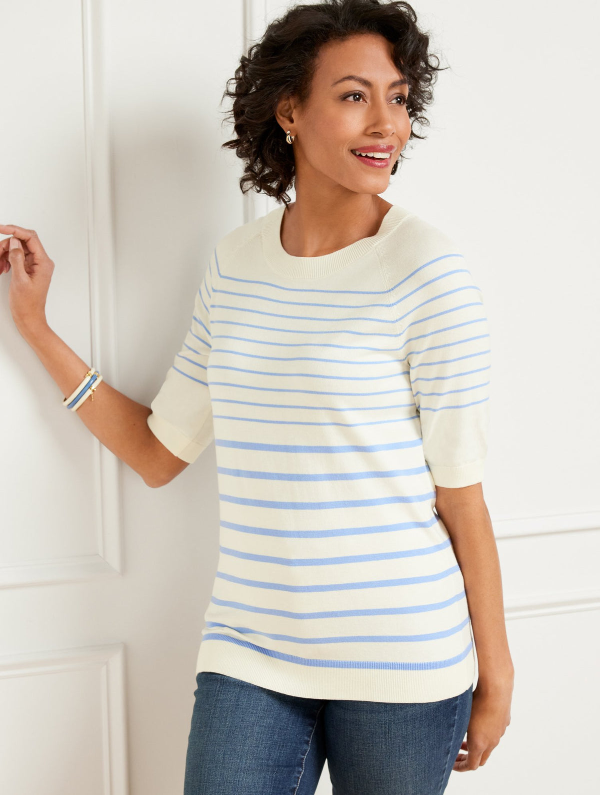 Elbow Sleeve Pullover - Variegated Breton