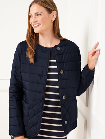 Quilted Collarless Jacket