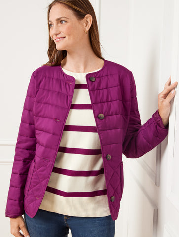 Quilted Collarless Jacket