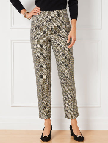 Slim Ankle Pants - Medallion Jacquard