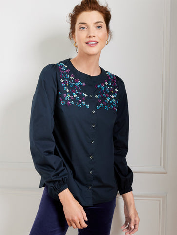 Embellished Poplin Top