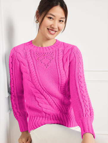 Balloon Sleeve Cable Knit Sweater