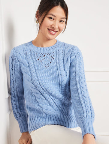 Balloon Sleeve Cable Knit Sweater
