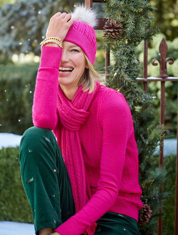 Allover Cable Crewneck Sweater