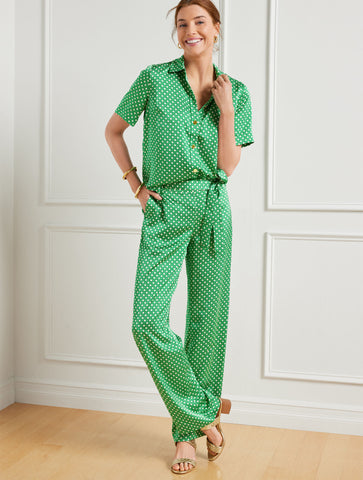 Wide Leg Pants - Intricate Dots