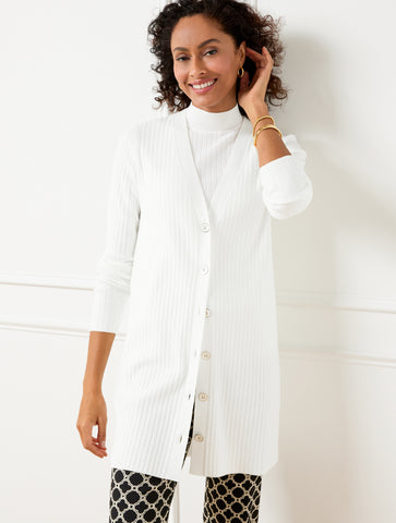 Ribbed V-Neck Cardigan