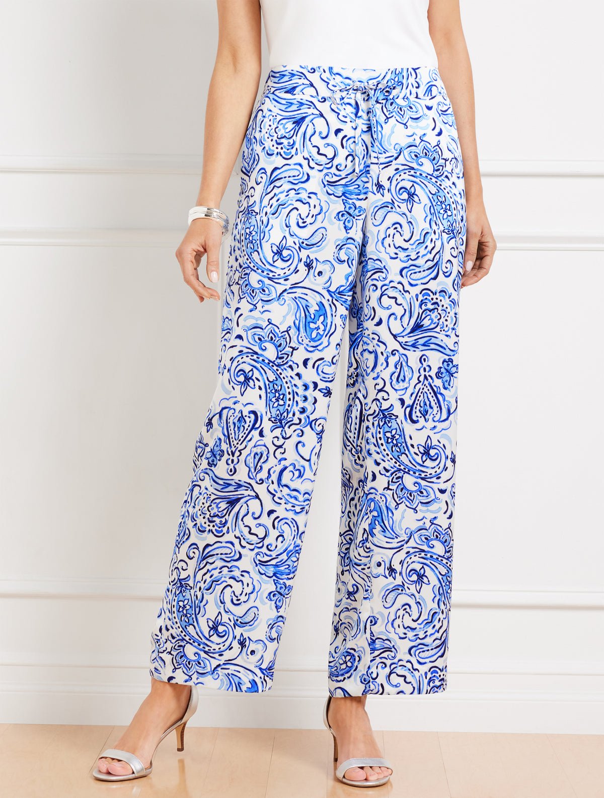Satin Wide Leg Pants - Painted Paisley