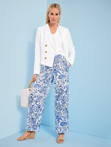 Satin Wide Leg Pants - Painted Paisley