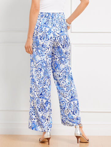 Satin Wide Leg Pants - Painted Paisley