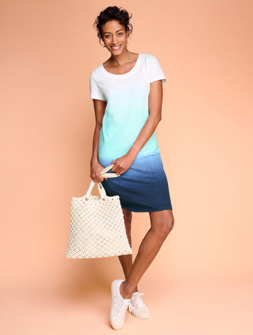 Supersoft Slub Short Sleeve Dress - Dip Dye