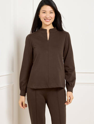 Passport Ponte Zip Mockneck Pullover