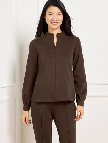 Passport Ponte Zip Mockneck Pullover