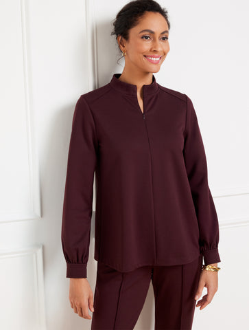 Passport Ponte Zip Mockneck Pullover