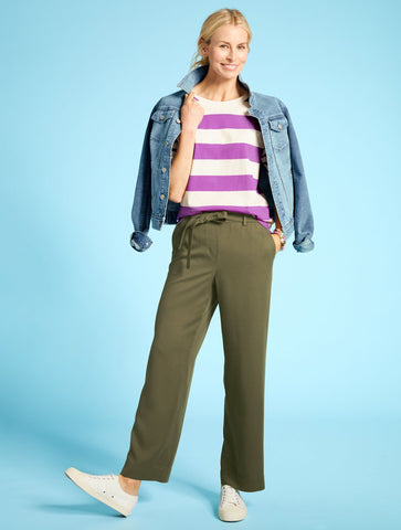 Boxy Crewneck Tee - Mixed Stripe