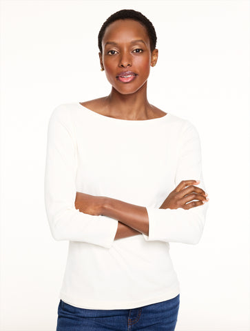 Solid Bateau Neck Tee Pima Cotton