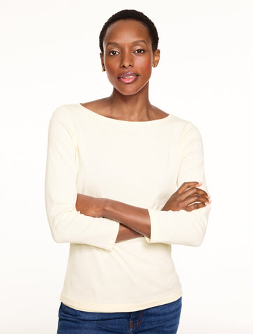 Solid Bateau Neck Tee Pima Cotton