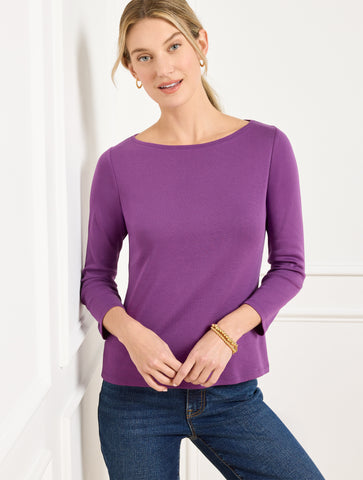 Solid Bateau Neck Tee Pima Cotton