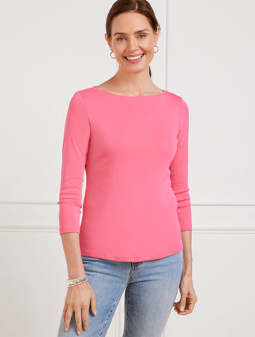 Solid Bateau Neck Tee Pima Cotton