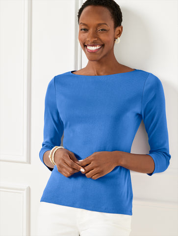 Solid Bateau Neck Tee Pima Cotton