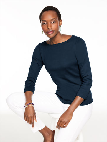 Solid Bateau Neck Tee Pima Cotton