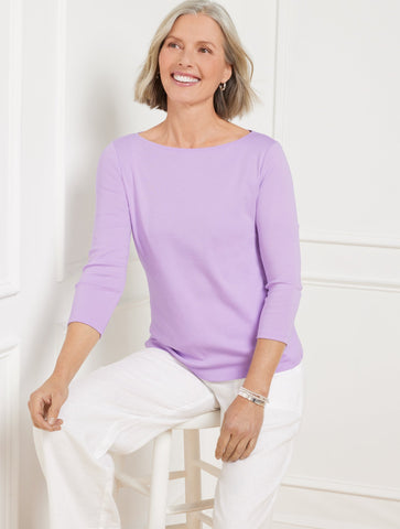 Solid Bateau Neck Tee Pima Cotton