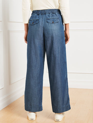 Belted Wide Ankle Pants - Kali Wash