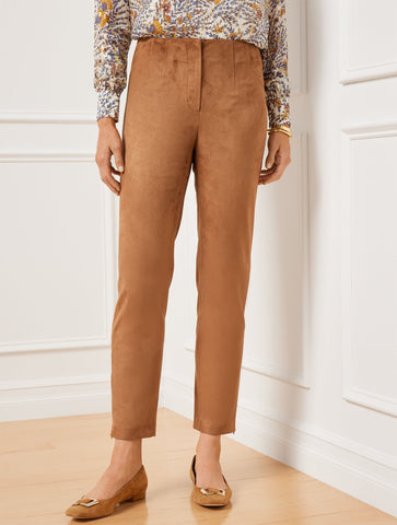 Faux Suede Slim Leg Ankle Pants