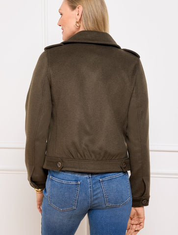 Brushed Wool Blend Bomber Jacket