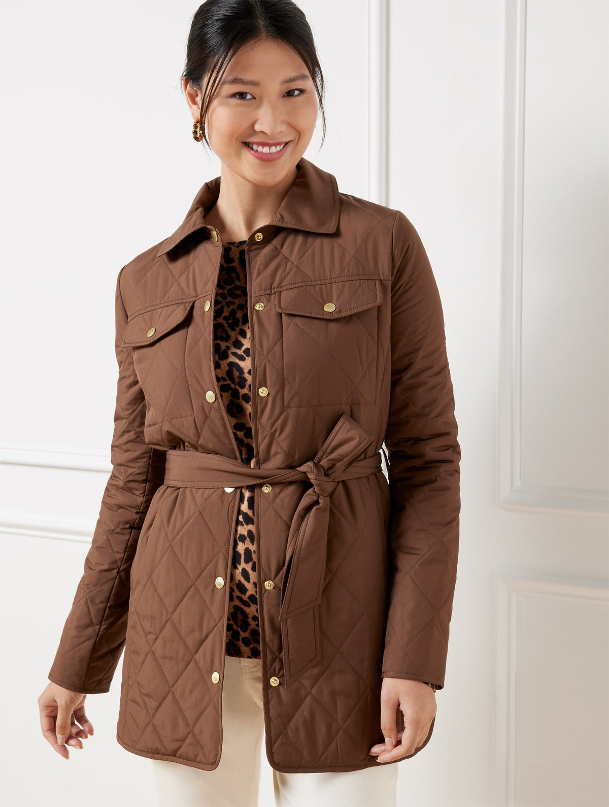 Belted Quilted Shirt Jacket