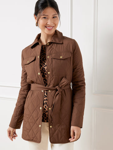 Belted Quilted Shirt Jacket
