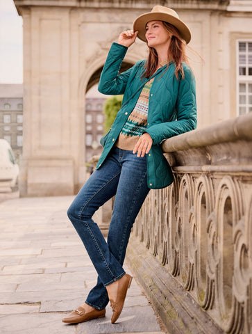 Quilted Collarless Coat