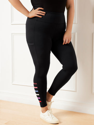 Performance Interlock Leggings - Domino Stripe