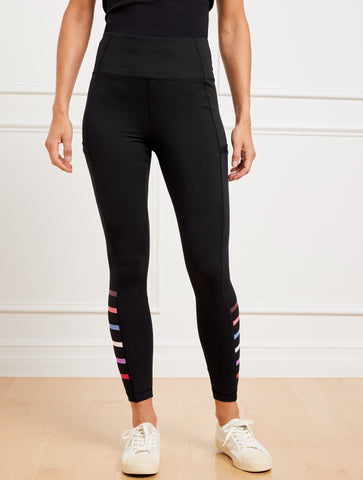 Performance Interlock Leggings - Domino Stripe