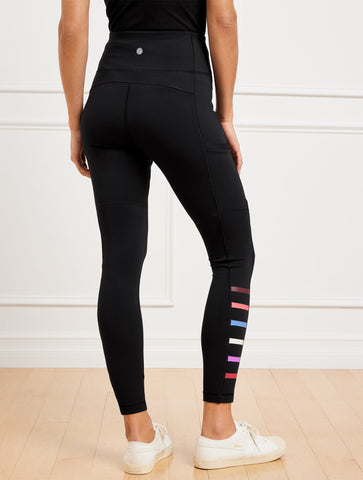 Performance Interlock Leggings - Domino Stripe