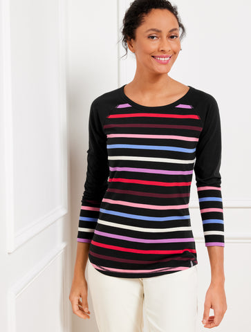 Supersoft Jersey Long Sleeve Tee - Domino Stripe